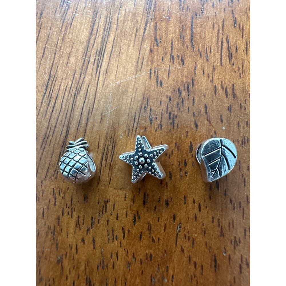 Silver-Tone “Sea” Themed Bead Charms – Set of 3 (European Bracelet Style